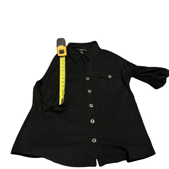 Style & Co. Black Button-Front Cotton Blouse (Size M) - Picture 11 of 11